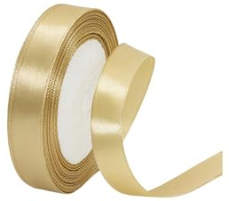 Satinband, 15 mm, champagnerfarben, 22 m, Stoff-Haarschnur für Handwerk, Blumensträuße, Geschenkverpackungen, Hochzeit, Schleifenherstellung und Valentinstag, Weihnachtsdekoration (Champagner-Gold