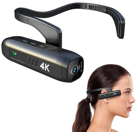 VBESTLIFE 4K Head Mounted Video Camera, Ultra HD 4K 60FPS 42MP Camcorder Vlog Handsfree Wearable Cam, 2 Axis Stabilizer, WiFi APP, Auto Focus