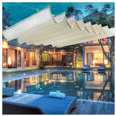 Sonnensegel, einziehbar, wasserdicht, verschiebbar, Wellenüberdachung für Pergola-Sonnenschutz, (B 1,1 m x L: 3 m, UV-beständig, Terrassenabdeckung für den Außenbereich