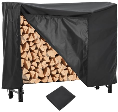 GarveeMore Kaminholzregal Metall Brennholzregal Stahlrahmen Holzregal mit Wasserdichter Abdeckung Holzlager für Daraußen Garten Terrasse
