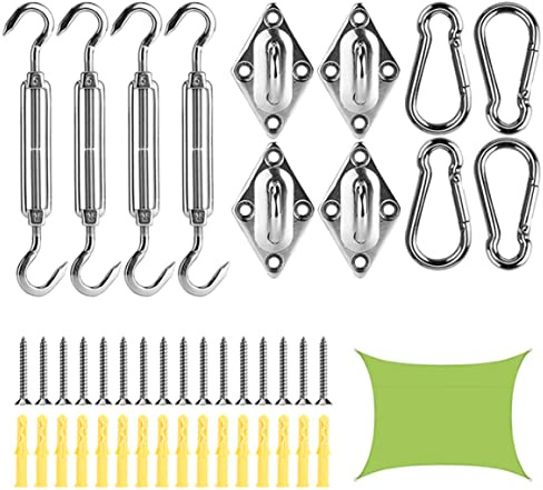 Hperu Stainless Steel Sun Shade Sail Fixing Kit - Complete Awning Attachment Set and Hardware Accessories Awning Attachement Set Sun Sail Fixing Kit