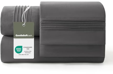 Bedsure Gris Juego de Sábanas Microfibra - 150x200 cm,4 Piezas | 100% microfibra de poliéster,bolsillo profundo 30 cm, 3M Scotchgard humedad, secado rápido, Certificado OEKO-TEX.
