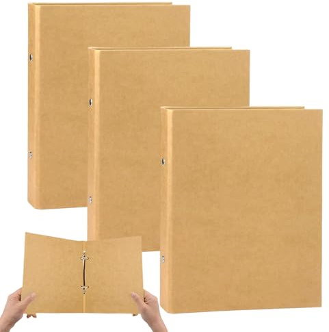 Ringordner A5 17.5 x 23.5 cm, 3 Stück Ringbuch A5 Nachfüllbar Kraftpapier Ringbuch Ordner mit 2 Ringe RingbuchOrdner für Studium, Büro, Reisen und Tagebuch