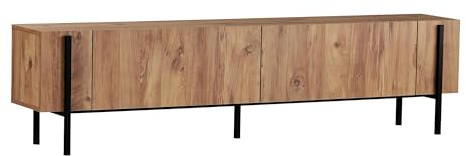 Modernes TV-Möbel mit Metallbeinen, Atlantic Pine & Schwarz, 180 x 30 x 45 cm | 100% melaminbeschichtete Spanplatte, 18 mm dick | stilvolles industrielles Design für Wohnzimmer & Unterhaltungsbereiche