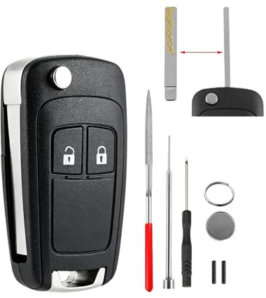 Key Case Replace For Vauxhall Astra J Insignia Mokka Adam Corsa | Flip Key Cover For Opel Zafira Movano Mokka,With Pin Removal Tool&CR2032 Battery,No Programming