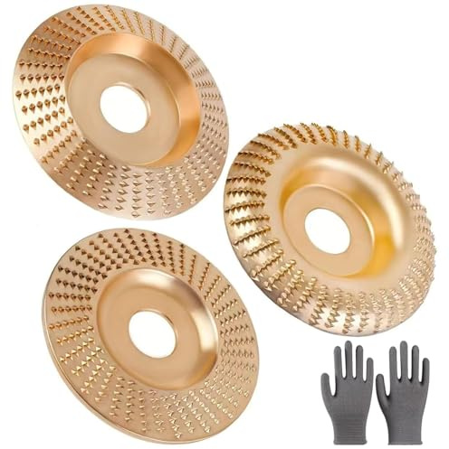 Set di 3 Dischi Lucidanti per Smerigliatrice Angolare, con Mola in Carburo di Tungsteno per Levigatura, Sagomatura E Taglio Rapidi del Legno, Universale per Una Gold
