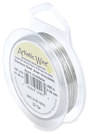 Beadalon - Rollo de Alambre para Manualidades (Calibre 32, 91,4 m, Acero Inoxidable)