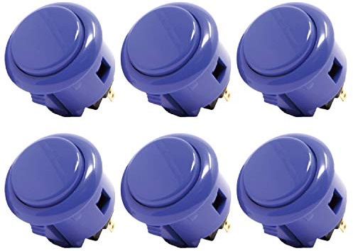 SANWA 6 Stück OBSF-30 Original Druckknopf 30 mm – für Arcade Jamma Videospiel & Arcade Joystick Spielekonsole (dunkelblau) S@NWA