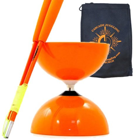 Juggle Dream and Cascade Jonglieren Orange Big Top - Jumbo Bearing Diabolos Set, Orange Superglass Diablo Sticks, Diabolo String & Bag (Orange)
