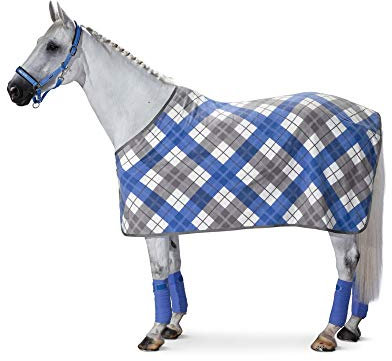 Eskadron Abschwitzdecke Fleece Checked in atlanticblue/Marshmellow/Silver-Pearl, Größe (cm):S (125cm)