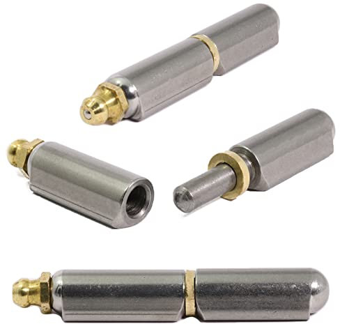 4X 100mm Weld On Bullet Hinge with Grease Function Zerk - Lift Off Carbon Steel Hinges -Truck Vehicle Trailers Toolbox BBQ