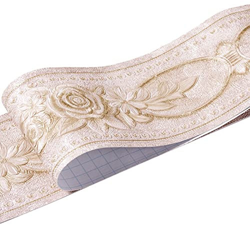 Selbstklebende Bordüre Wandtattoo 3D PVC Rosenmuster Schälen und Stock Wasserdichte Entfernbare Tapeten Aufkleber Dekoration für Wohnzimmer Badezimmer Küche Fliesen