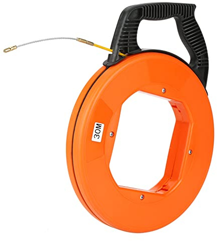 YWBL-WH 30M / 98.4FT Fiberglas-Fischband, nicht leitfähiger elektrischer Kabelabzieher, Fiberglas-Fischband in Aufroll-Draht-Ziehwerkzeug, 4,0 mm / 0,16 Zoll Durchmesser, Orange