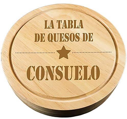 Regalo Personalizado: Tabla de quesos grabada con su Nombre y el Texto Que tú Quieras