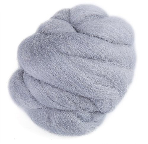 Hztyyier 55g Filzwolle, Wolle Roving Schurwolle Garn Roving Märchenwolle Superweiche Hand Spinnen DIY Handwerk Materialien(Grau)