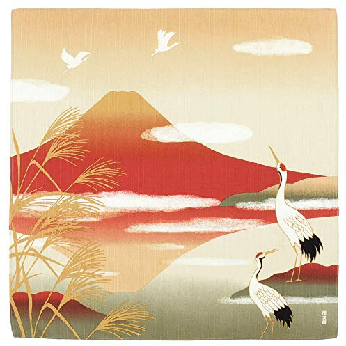 Hamamonyo Furoshiki Wickeltuch, Kranich und Akafuji 1248, 50 x 50 cm
