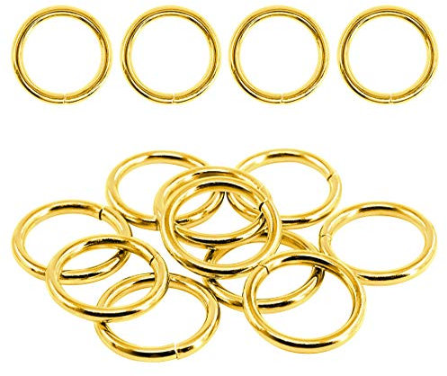 Swpeet Lot de 60 anneaux toriques en métal robuste et multi-usage pour sacs, accessoires de bricolage, porte-clés, ceintures et laisses de chien Doré 25 mm, doré, 25