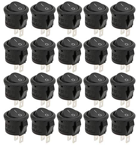 Interruptor Basculante de 20 Piezas, Interruptor de Encendido Pequeño Redondo de 2 Pines 2 Posiciones Kcd11 Elementos de Control Industrial Que Se Abren Aproximadamente 15 Mm Para Instrumentos