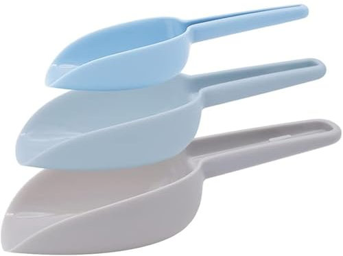 3 Piezas Cuchara de Harina, Pala de Hielo de Plástico, Múltiples Fines Espesado PP Plastico Cuchara Comida para Mascotas para Cocinas, Bares, Bufés, Fiestas, Cereales, Secos, Especias (3 Colores)