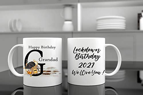 Taza con texto en inglés Happy Birthday Grandad, para el día del padre, para el abuelo, para el día del padre, regalo de cumpleaños para abuelos, personalizables