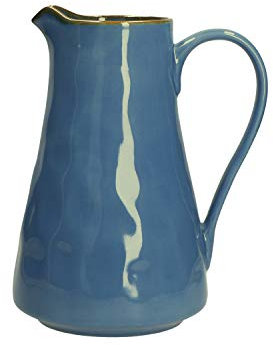 Roses & Tulipes - Pichet Bleu 1700cc - Décoration Maison, Cuisine - Ligne Concert de Couleurs - Bols de cuisine - Stoneware - 16,5 x h23 cm