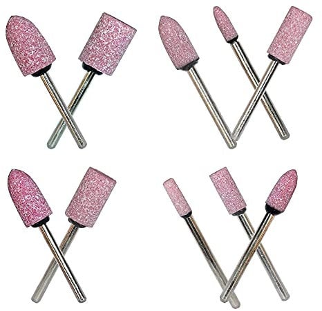 Lotatheta Abrasive Stone Mounted Points Grinding Head Wheel Bits Polishing Rotary Tool Bullet and Cylinder Shaped Pink 3mm Shank 4, 6, 8, 10, 12 mm Head Size