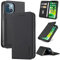 S. Dawezo Handyhülle für iPhone 13 Mini Hülle,Premium Leder Klappbare Flip Case [Stoßfeste][Magnetische][Standfunktion] [Kartenfächern] Tasche Schutzhülle für iPhone 13 Mini-Schwarz