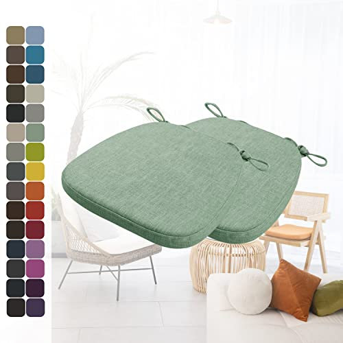 Kimgull 2er Set Stuhlkissen mit Bändern Bequeme Waschbare Rutschfestes Sitzkissen Ideal für zu Hause und Gartendekoration, viele Farben und Größen zur Auswahl (40x38x5CM GrüN)