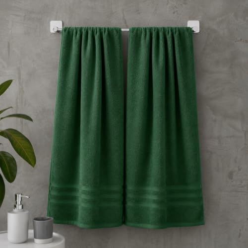 Catherine Lansfield Zero Twist Cotton 90x140cm Bath Sheet Pair Dark Green