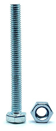 DOJA Barcelona | Tornillos con Tuerca | 5 Tornillos Hexagonales con 5 Tuercas | M18x120mm | en Acero Galvanizado | Tornillos y Tuercas, Tornillo Roscado y Tuerca, Pernos Con Tuerca, Cabeza Hexagonal
