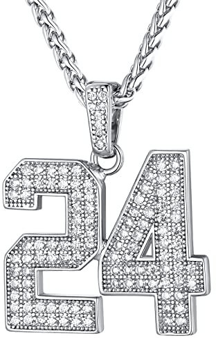 GoldChic Personalisierte 00-99 Halskette Tenniskette Kupfer Herren Iced Out Zirkonia 2 Zahlen DIY-Kombination 00-99 Engelsnummer Kette in Silber Mode Accessoires