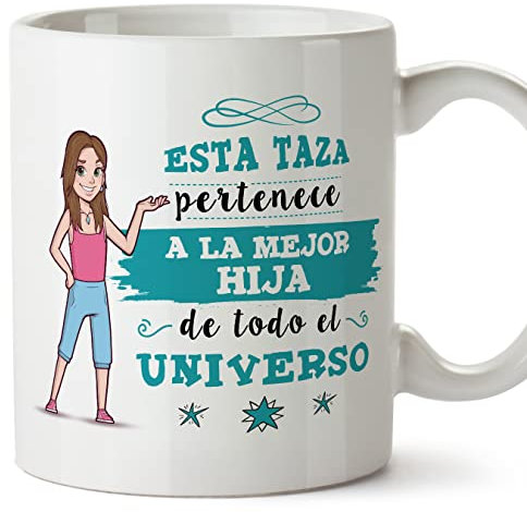 MUGFFINS Tazas para HIJA - En Español - Mejor Familia del Universo - 11 oz / 330 ml - Regalo original y divertido