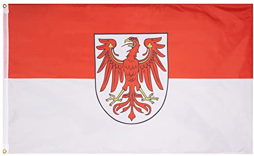 MUWO Flagge 16 deutsche Bundesländer + Mallorca 90 x 150 cm, doppelseitige Gartenflagge, wetterbeständige Fanflagge, Polyester Länderflagge Deutschland, mit Metallösen. (Brandenburg)