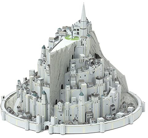 Fascinations ICX239 Metal Earth Metallbausätze - Herr der Ringe Minas Tirith Turm der Wacht, lasergeschnittener 3D-Konstruktionsbausatz,3D Metall Puzzle,DIY Modellbausatz, 4 Metallplatinen,ab 14 Jahre