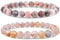 Farfume Chakra Armband Echte Steine, Echte Steine-Edelsteine Armband fur Damen (Pink Zebra-Jaspis und Kirschblüten-Achat-Quarz)
