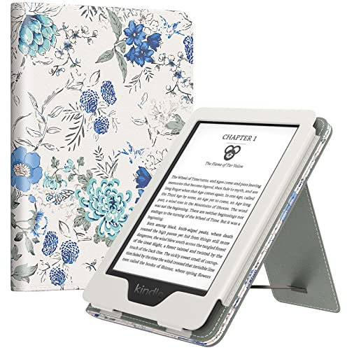 MoKo Étui for Nouveau 6 Kindle(11e Génération, 2024/2022 Release)/(10e/8e Gén., 2019/2016), Housse Ultra-légère en PU avec Réveil/Sommeil Automatique pour Kindle 2024, Blanc & Bleu