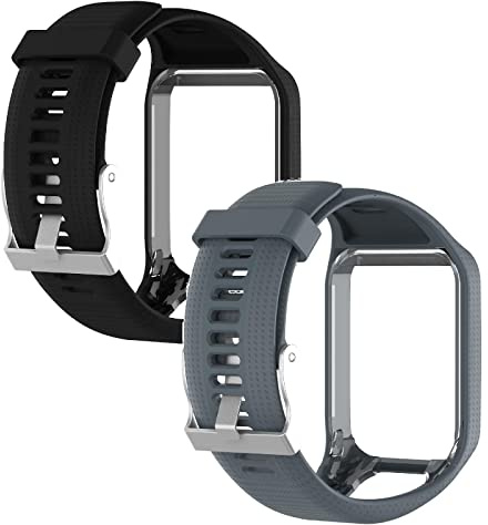 Lot de 2 bracelets de rechange étanches en silicone pour montre Tomtom Runner 2 - Compatible avec Tomtom Runner 2