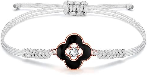JENDEAR SHINE Kleeblatt Armband für Damen, Handgeflochtenes Kleeblatt Charm Armband, Geburtstagsgeschenke für Damen, Mädchen, Schwestern