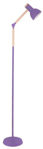 BEL AIR HOME - Lampada da Terra Soggiorno TEACHER, 1 x E27, Design Moderno in Metallo e Legno, Ideale per Salotto e Camera - VIOLA (Lampadina Non Inclusa)