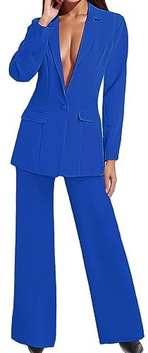 Briskorry Hosenanzug Damen Elegant Business Anzug Set 2-teilig Einfarbig Slimfit Festlich Blazer Weite Bein Hose Zweiteiler Sportlich Hosenanzug Modern Sportlich Streetwear