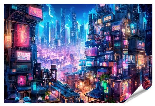 islandburner XXL Bild Poster Konzept Lovely Anime Cyberpunk Stadt Gemälde Digital Nacht Generiert Premium Bilder Fotodruck