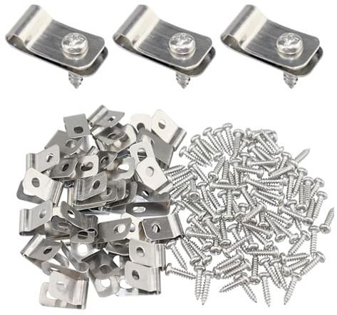 Agricultural Fencing Mounting Clips - 100 PCS Stainless Steel Wire Mesh Clips with Screws Cable Clips Fence Post Wire Clips for 12-16 Gauge Wire, Fit for Wood Metal Fencing, Electrical Wire, Wire Mesh