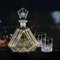 NBNSTHV Hand-painted Gold Decanter Set for Men - Whiskey Decanter, Wine Aerator, and 2 Glasses, 600ml Capacity