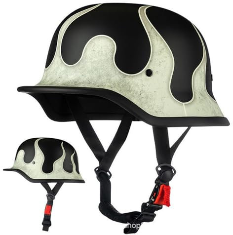 Casque Moto Demi-Jet,Adulte Rétro Casques Bols Protection Casque,Dot/ECE Homologué Demi Casques Street Bike Chopper Moped Scooter Moto Casques pour Homme et Femme G,M=57-58cm