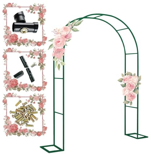 120/140/180/200/240/260/280/300/350 cm Breite Rosenbogen Aus Metall, Pergola Spalier Für Verschiedene Kletterpflanzen, Pavillon-Bogen(Color:Green,Size:260 * 230cm/102.4 * 90.5in)