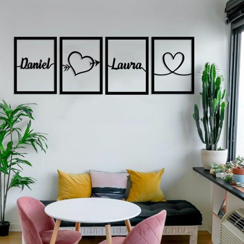 DIGIDU | Cuadros - Nombres Personalizados - Cuatro Paneles - Madera - Modernos - Decoración Salon - Dormitorio - Habitación - Oficina - Decoracion Hogar - Grandes 120x30