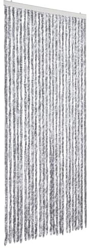 vidaXL Fly Curtain, Insect Blind with Hook, Door Curtain, Adjustable Length and Width, White and Grey, 100 x 230 cm Chenille