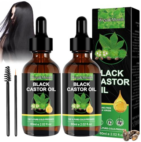 Black Castor Oil Rizinus öl Schwarzes Rizinusöl for Hair 100% Rizinusöl für Haarwachstum Augenbrauen Wimpern Castor Oil Haaröl und Körpermassageöl für Männer Frauen