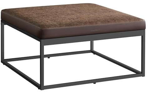 SONGMICS HOME LUIZ Kollektion-Couchtisch quadratisch, Wohnzimmertisch, Oberteil wendbar, Beistelltisch, Sitzhocker, Stahlrahmen bis 300 kg belastbar, für Wohnzimmer, walnussbraun LOM077K01, 78x78x40cm