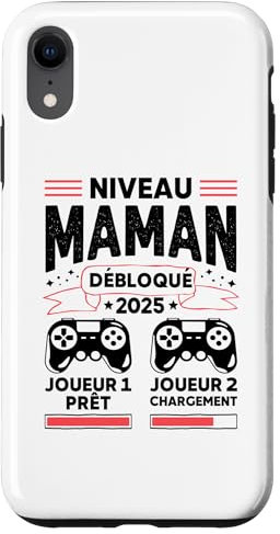 Coque pour iPhone XR Enceinte 2025 Future Maman Geek Niveau Maman débloqué 2025